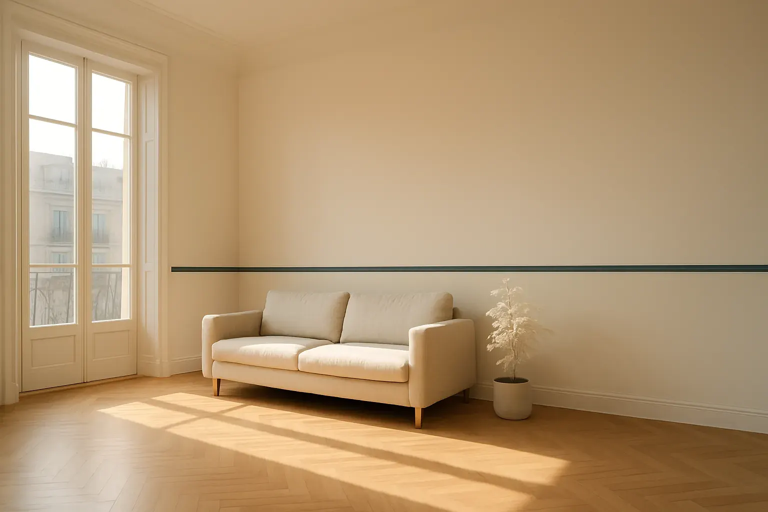 Bright, clean Barcelona apartment living room